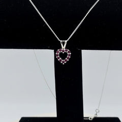 Sterling Silver Rhodolite Heart Pendant - Pendants - British D'sire