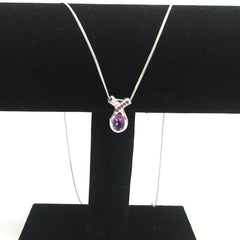 Sterling Silver Ribbon Droplet Amethyst & Rhodolite La Preciada Pendant - Pendants - British D'sire