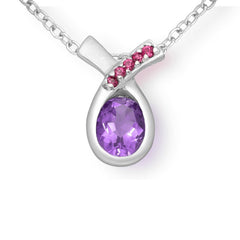 Sterling Silver Ribbon Droplet Amethyst & Rhodolite La Preciada Pendant - Pendants - British D'sire