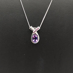 Sterling Silver Ribbon Droplet Amethyst & Rhodolite La Preciada Pendant - Pendants - British D'sire