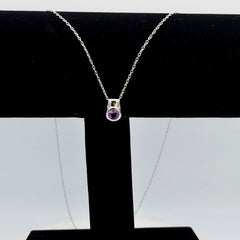 Sterling Silver Round Bezel Set Amethyst Pendant - Pendants - British D'sire