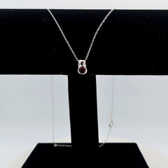 Sterling Silver Round Bezel Set Garnet Pendant - Pendants - British D'sire