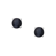 Sterling Silver Round Cut Sapphire Stud Earrings - Stud Earrings - British D'sire