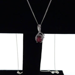 Sterling Silver Ruby & CZ Halo Pendant - Pendants - British D'sire