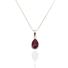 Sterling Silver Ruby Droplet Pendant - Pendants - British D'sire