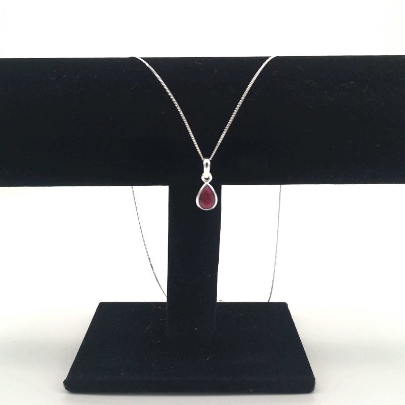 Sterling Silver Ruby Droplet Pendant - Pendants - British D'sire