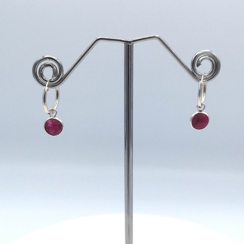 Sterling Silver Ruby Hoop Earrings - Hoop Earrings - British D'sire