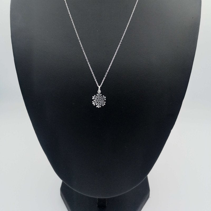 Sterling Silver Small Snowflake Pendant - Necklaces - British D'sire