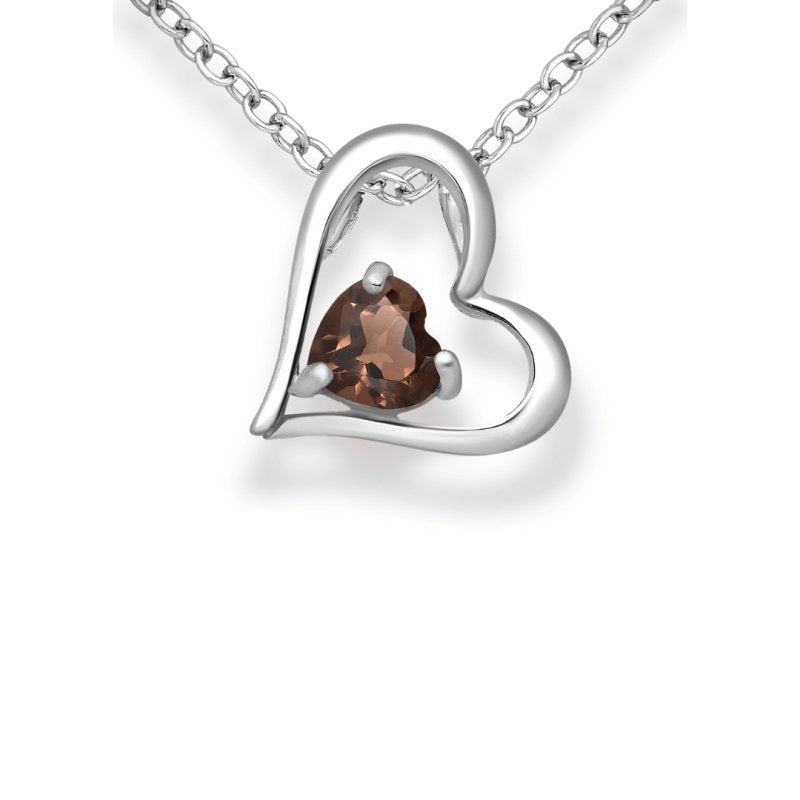 Sterling Silver Smoky Quartz La Preciada Heart Pendant - Pendants - British D'sire