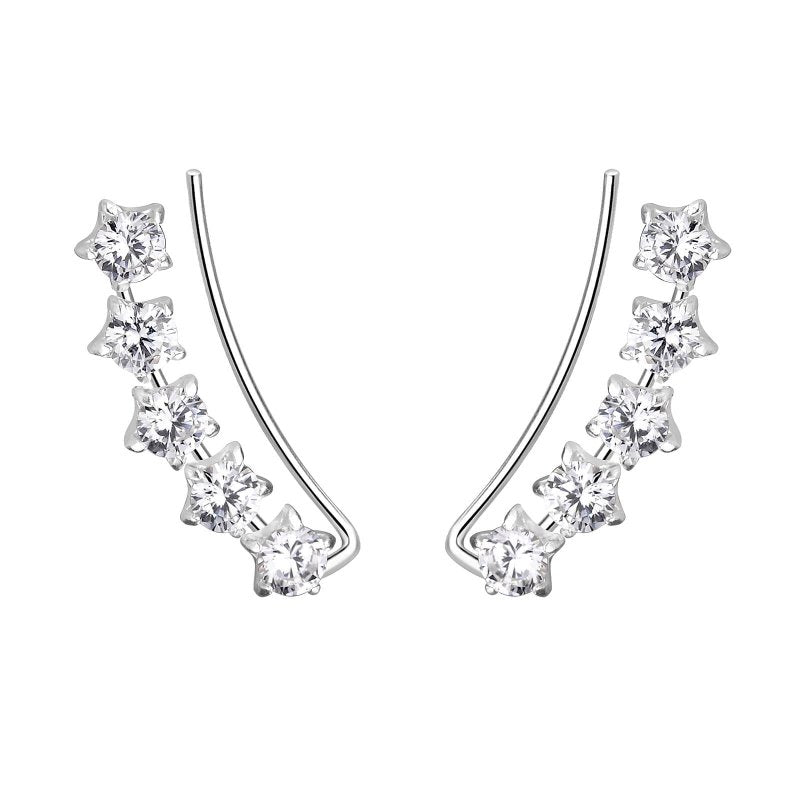 Sterling Silver Star CZ Ear Climbers - Ear Climbers - British D'sire