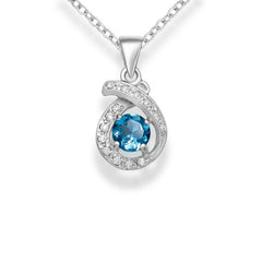 Sterling Silver Swiss Blue Topaz & CZ La Preciada Pendant - Pendants - British D'sire