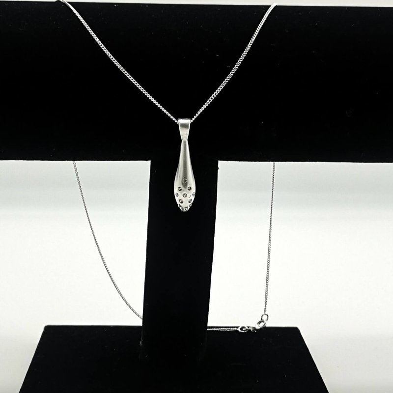 Sterling Silver Teardrop CZ Pendant - Pendants - British D'sire