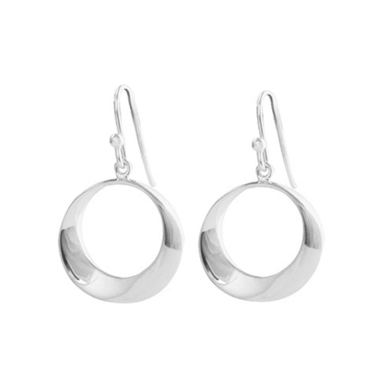 Sterling Silver Twisted Circle Dropper Earrings - Drop Earrings - British D'sire