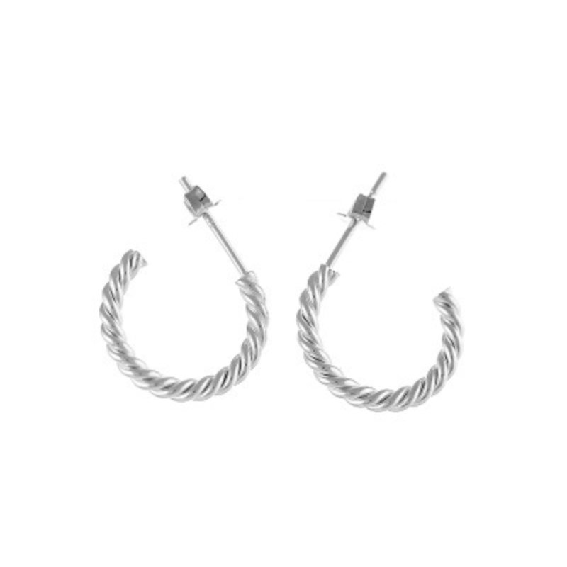 Sterling Silver Twisted Hoop Earrings - Stud Earrings - British D'sire