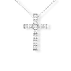 Sterling Silver White Topaz Cross Pendant - Pendants - British D'sire