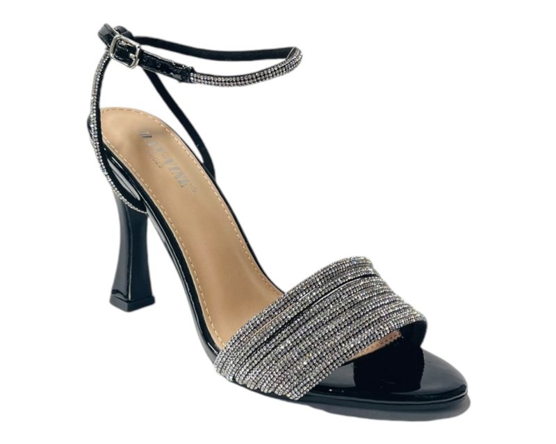 Strappy Rhinestone Spool Heel Shoes - Heels - British D'sire