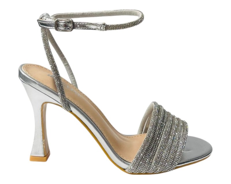 Strappy Rhinestone Spool Heel Shoes - Heels - British D'sire