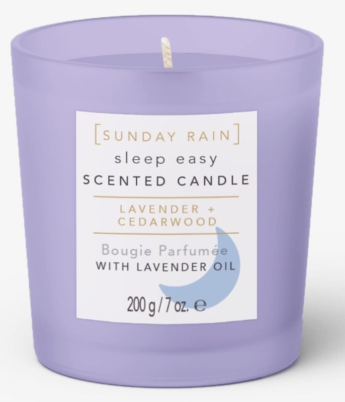 Sunday Rain Sleep Easy Lavender and Cedarwood Soy Candle, with Aromatherapy Oils, Up to 40 Hours Burn Time, Refreshing & Calming Fragrance, 265g - Candles - British D'sire