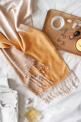 Sunshine Yellow Cream Mix Polka Dot Ombre Tassel Pashmina - Scarves & Snoods - British D'sire