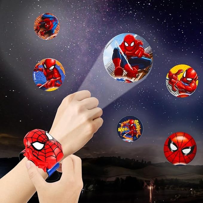 Superhero with 24 Figurines Projector Watch, Boy’s Electronic Watch, Projection Toys, Red - Kids watches - British D'sire