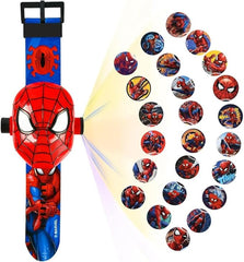 Superhero with 24 Figurines Projector Watch, Boy’s Electronic Watch, Projection Toys, Red - Kids watches - British D'sire