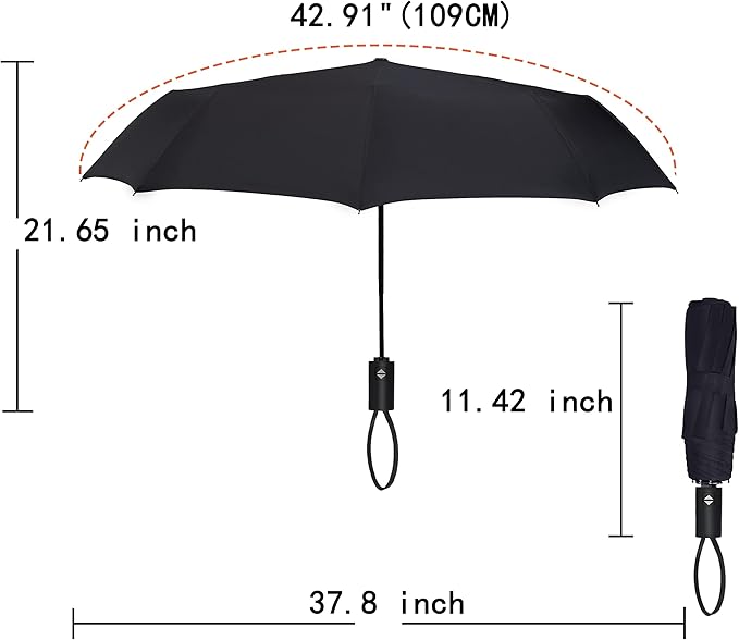 SYNHOK Compact Travel Folding Umbrella,Durable Rain Windproof Portable Umbrella with Strong Ribs Reinforced Canopy Ergonomic Handle Auto Open/Close - Man & Woman - Folding Umbrellas - British D'sire