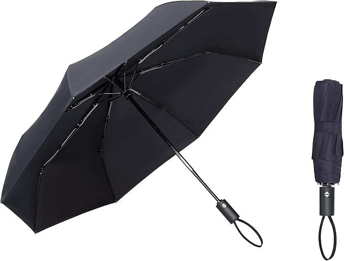 SYNHOK Compact Travel Folding Umbrella,Durable Rain Windproof Portable Umbrella with Strong Ribs Reinforced Canopy Ergonomic Handle Auto Open/Close - Man & Woman - Folding Umbrellas - British D'sire