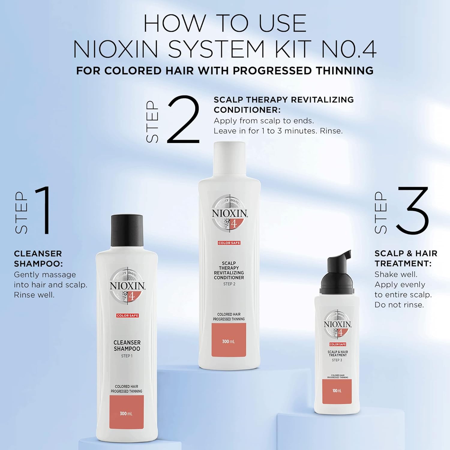 Nioxin 3-Part System | System 4 | Coloured Hair with Progressed Thinning Hair Treatment | Scalp Therapy | Hair Thickening Treatment