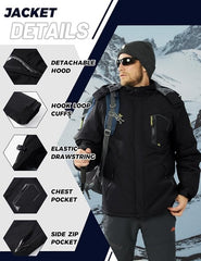 TACVASEN Men's Waterproof Fleece Mountain Jacket Windproof Warm Ski Jacket Multi - Pockets - Fleece Jackets - British D'sire