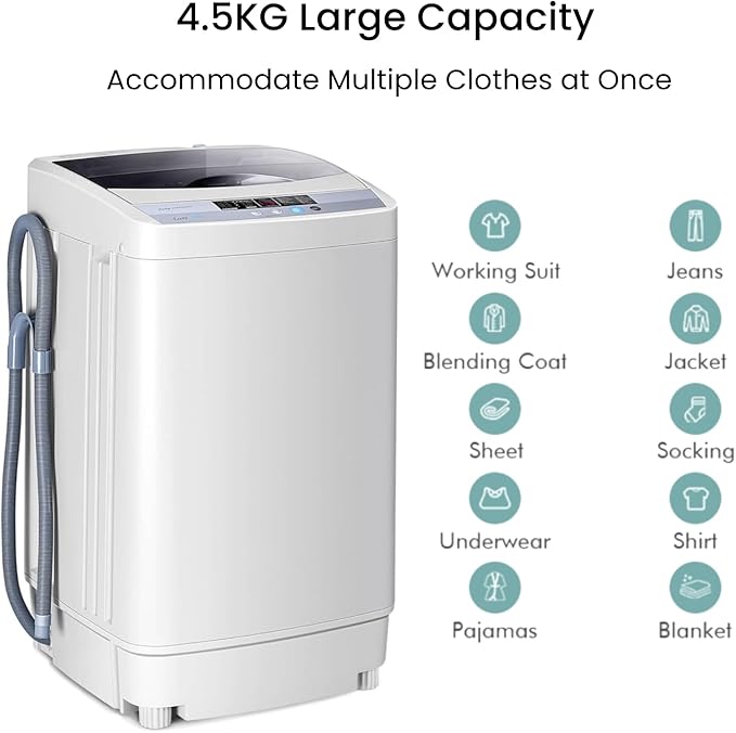 TANGZON 2 - in - 1 Portable Washing Machine, Fully Automatic Mini Washing Machine Spin Dryer with 6/10 Modes, 3/8 Water Levels & Drain Pump, Camping Dorm Small Washers - Portable Washers - British D'sire