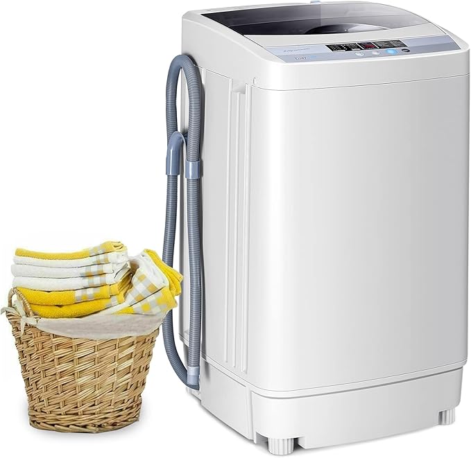 TANGZON 2 - in - 1 Portable Washing Machine, Fully Automatic Mini Washing Machine Spin Dryer with 6/10 Modes, 3/8 Water Levels & Drain Pump, Camping Dorm Small Washers - Portable Washers - British D'sire