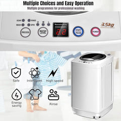 TANGZON 2 - in - 1 Portable Washing Machine, Fully Automatic Mini Washing Machine Spin Dryer with 6/10 Modes, 3/8 Water Levels & Drain Pump, Camping Dorm Small Washers - Portable Washers - British D'sire