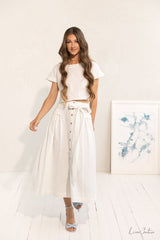 Taormina Linen Crop Top and Midi Skirt Set - Women's Clothing - British D'sire