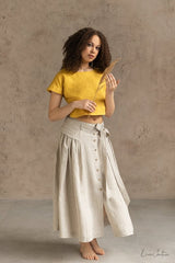 Taormina Set | Linen Crop Top and Flared Midi Skirt - Linen Co - Ords - British D'sire