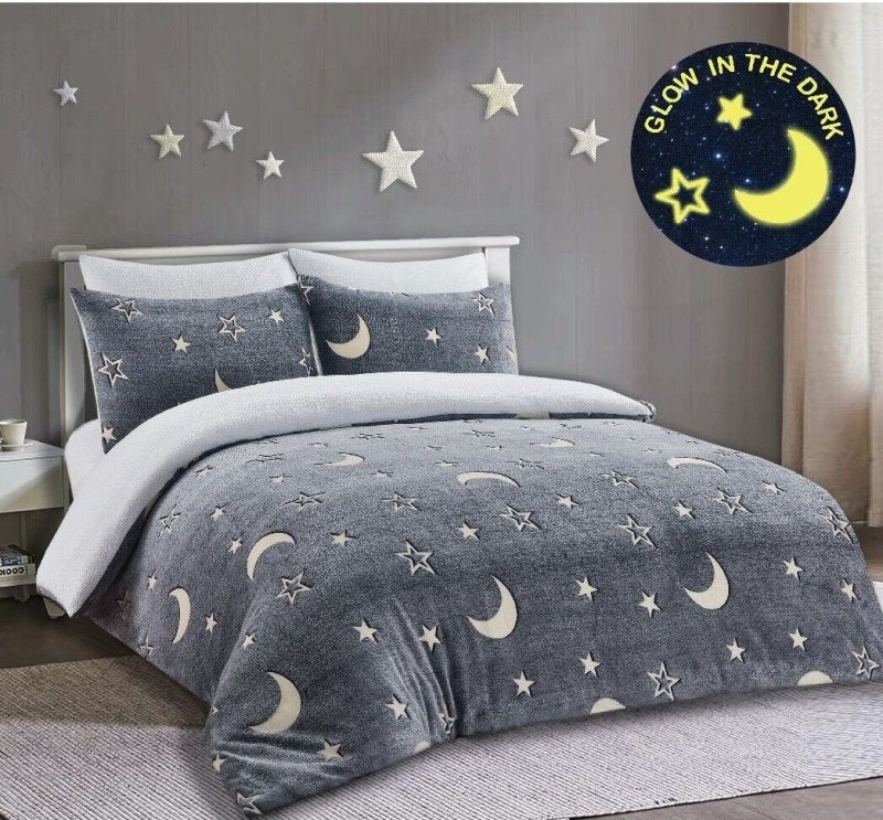 Teddy Fleece Bear Bedding Set Soft Warm Kids Glow In The Dark Duvet Quilt Cover - Home, Furniture & DIY:Bedding:Bedding Sets & Duvet Covers - British D'sire