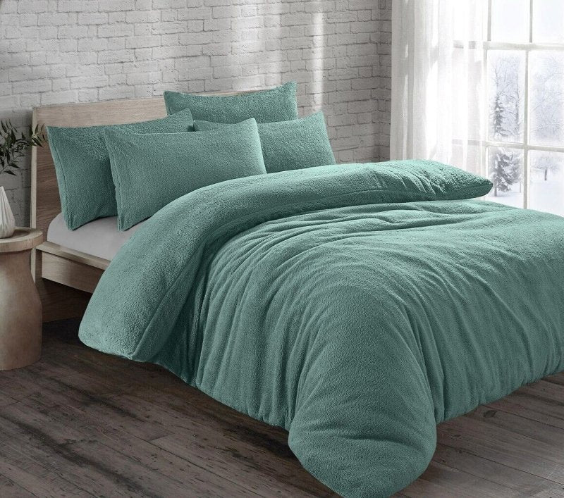 Teddy Fleece Duvet Cover Bedding Set Fitted Sheet Cosy Warm Sherpa Pillowcase - Home, Furniture & DIY:Bedding:Bedding Sets & Duvet Covers - British D'sire