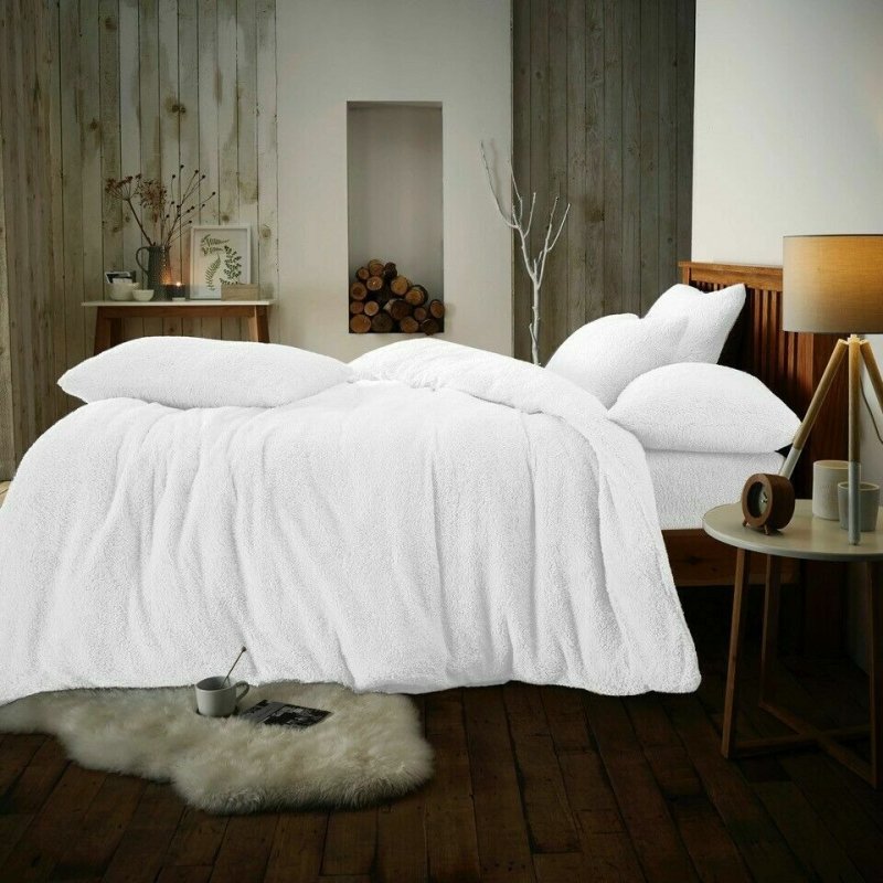 Teddy Fleece Duvet Cover Bedding Set Fitted Sheet Cosy Warm Sherpa Pillowcase - Home, Furniture & DIY:Bedding:Bedding Sets & Duvet Covers - British D'sire