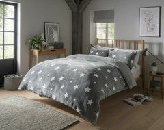 Teddy Fleece Duvet Cover Set Printed Star Stag Quilt Warm Cosy Winter Bedding - Home, Furniture & DIY:Bedding:Bedding Sets & Duvet Covers - British D'sire