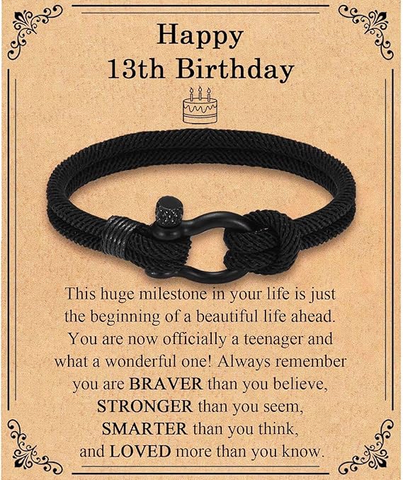 TEVOP 13th 16th 18th 21st Birthday Gifts for Boys, Birthday Bracelet Gifts for 14 15 17 19 20 Year Old Boys, Unusual Birthday Gifts for Son Grandson Nephew Brother - Bracelet - British D'sire