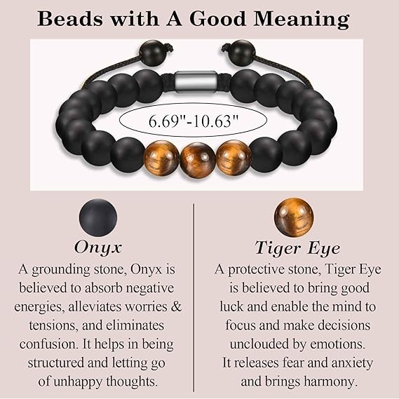 TEVOP 21st 30th 40th 50th 60th 70th Birthday Gifts for Men, Tiger Eye Stone Bracelet Birthday Presents for Him Grandad Dad Son Brother Grandson Friend, Perfect Mens Birthday Gift Ideas - Bracelet - British D'sire