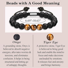 TEVOP 21st 30th 40th 50th 60th 70th Birthday Gifts for Men, Tiger Eye Stone Bracelet Birthday Presents for Him Grandad Dad Son Brother Grandson Friend, Perfect Mens Birthday Gift Ideas - Bracelet - British D'sire