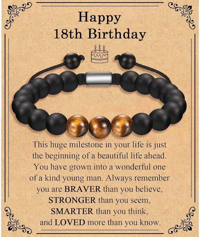 TEVOP 21st 30th 40th 50th 60th 70th Birthday Gifts for Men, Tiger Eye Stone Bracelet Birthday Presents for Him Grandad Dad Son Brother Grandson Friend, Perfect Mens Birthday Gift Ideas - Bracelet - British D'sire