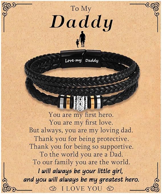 TEVOP Engraved Leather Bracelet Mens Bracelet Gifts for Son Grandson Husband, Perfect Birthday Christmas Valentines Graduation Gifts for Men Boys, Gifts for Fathers Day Dad Grandad Daddy - Bracelets & Bangles - British D'sire