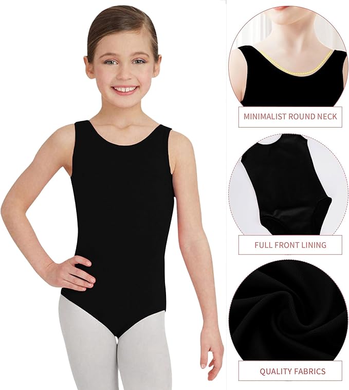 The Fancy Dress® Girls Cotton Stretch Leotards Kids School PE Ballet Dance Gymnastics Sleeveless Bodysuit Age 3 - 13 Years - Leotards - British D'sire