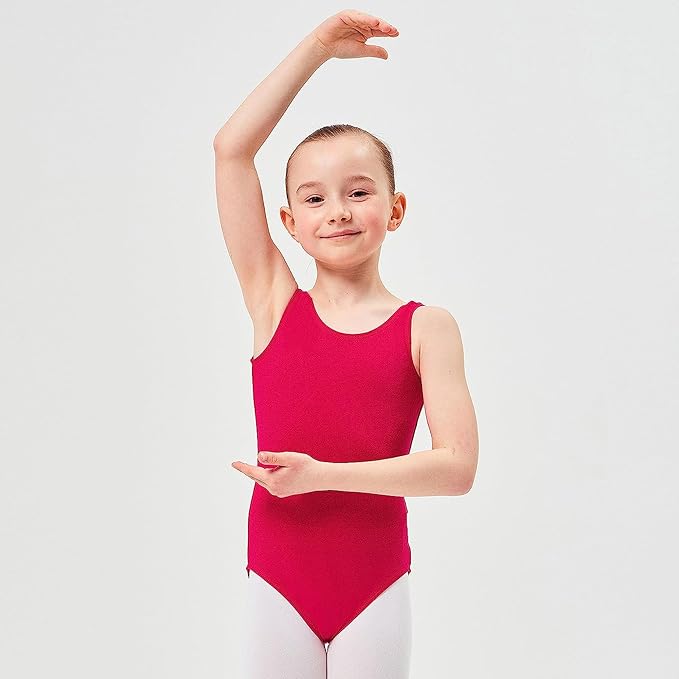 The Fancy Dress® Girls Cotton Stretch Leotards Kids School PE Ballet Dance Gymnastics Sleeveless Bodysuit Age 3 - 13 Years - Leotards - British D'sire