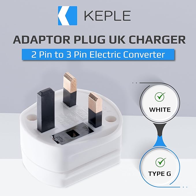 Toothbrush Adaptor Plug UK Charger Adapter Shaver Socket 2 Pin to 3 Pin Electric Converter for Razor Plugs Bathroom Two to Three Prong Charging Tooth Brush Plugs Adapters Electrical Shaving - Toothbrush Adaptor - British D'sire