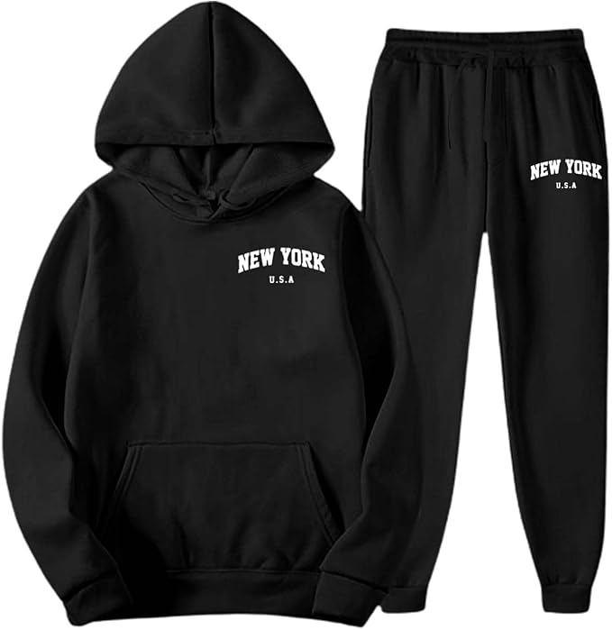 Tracksuit Mens Full Set Long Sleeve Hooded Sweatshirt and Sweatpants Set Hoodie Joggers Sets 2 Piece Fashion Sweatsuits for Men Sport Set Sweatpants and Sweatshirt Christmas - Tracksuits - British D'sire