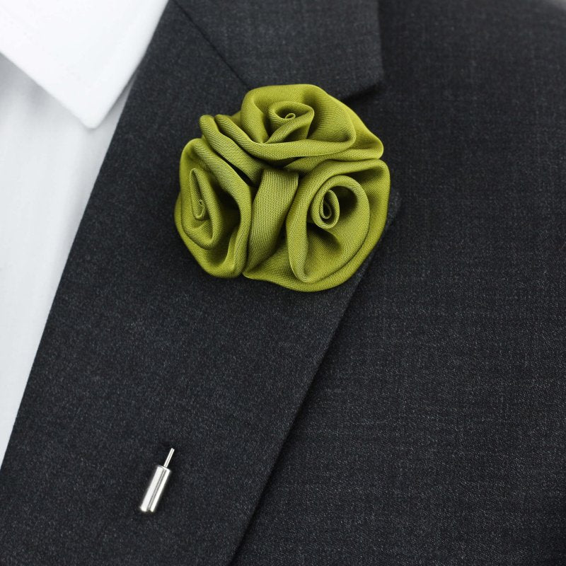 Triple Rose Lapel Pin, Olive Green - All Products - British D'sire