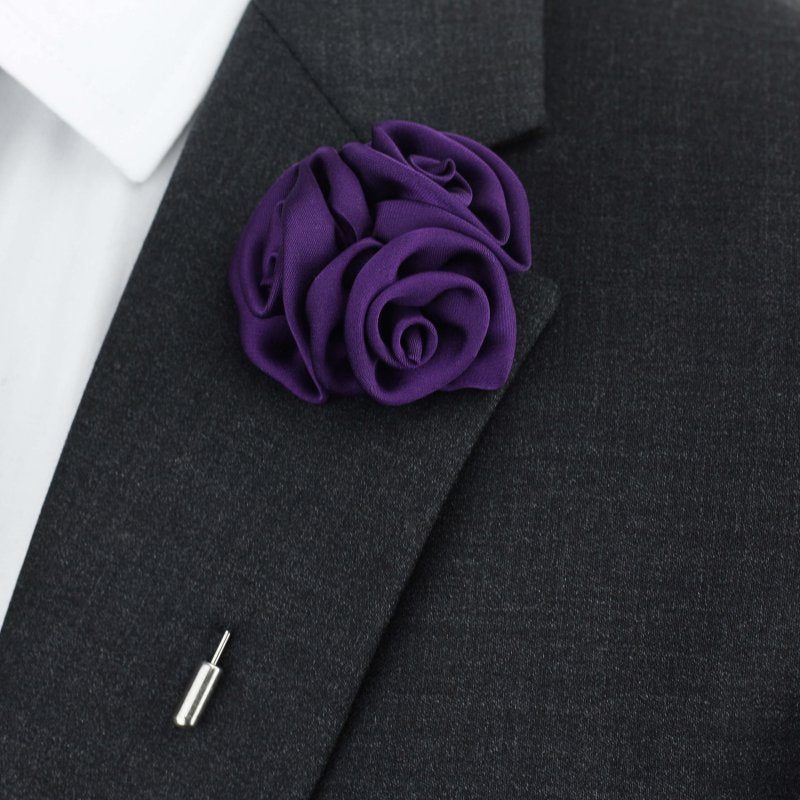 Triple Rose Lapel Pin, Purple - All Products - British D'sire