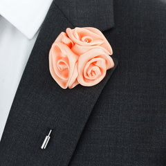 Triple Rose Lapel Pin, Salmon - All Products - British D'sire